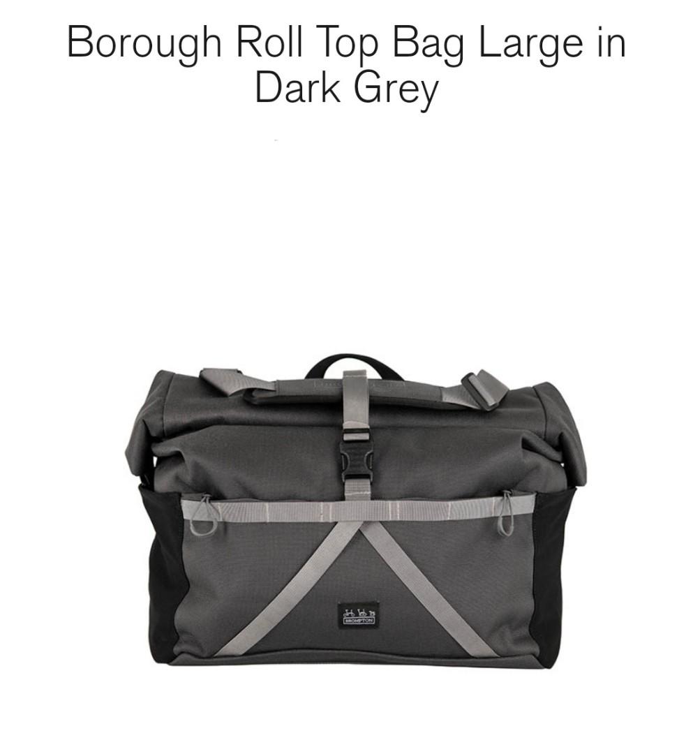 borough roll top bag large in dark grey