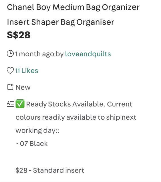 Chanel Boy Flap Bag Organizer (Old Medium), Women's Fashion, Bags