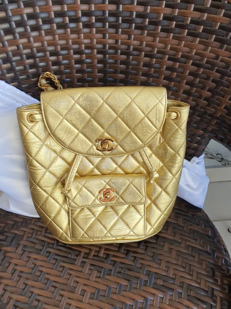 Chanel Vintage Gold Backpack, Luxury, Bags & Wallets on Carousell