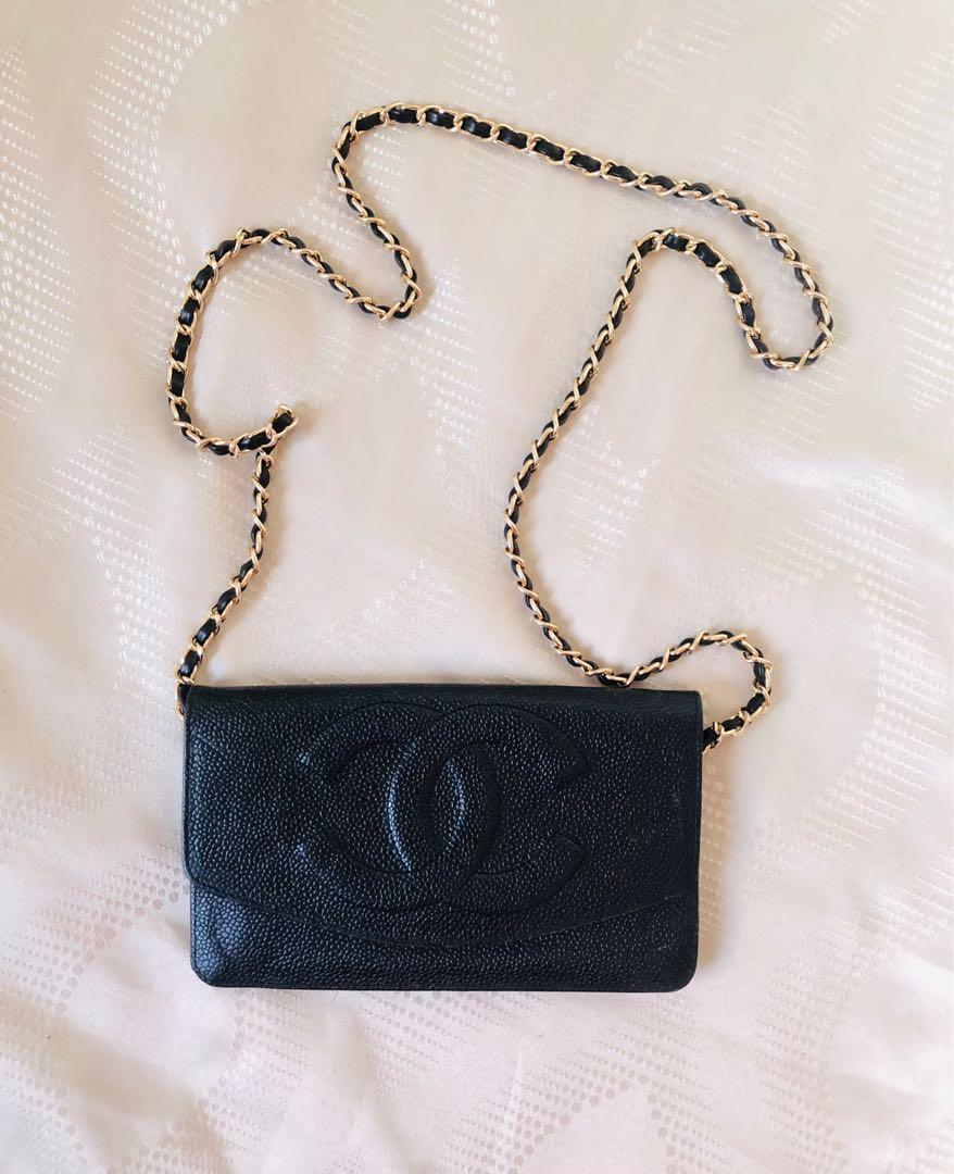 Wallet On Chain Chanel WOC vintage Black Patent leather ref49144  Joli  Closet