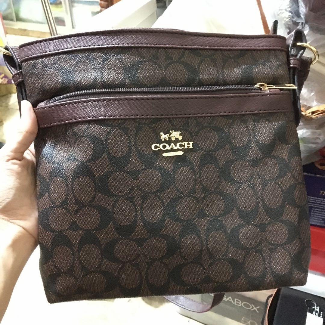 Coach Coffee Brown Leather Sling Bag 