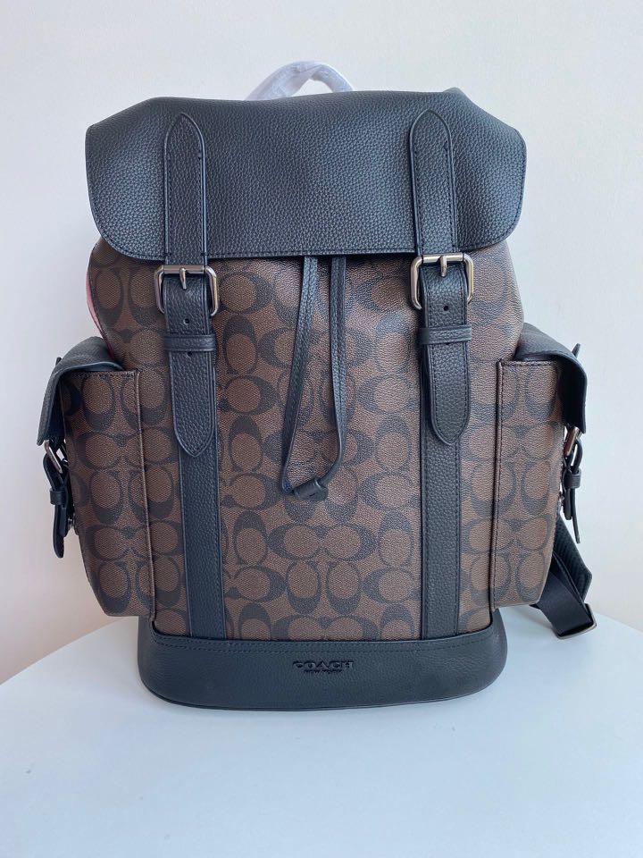 Coach Hudson Backpack In Signature Canvas With Varsity Stripe, Men's