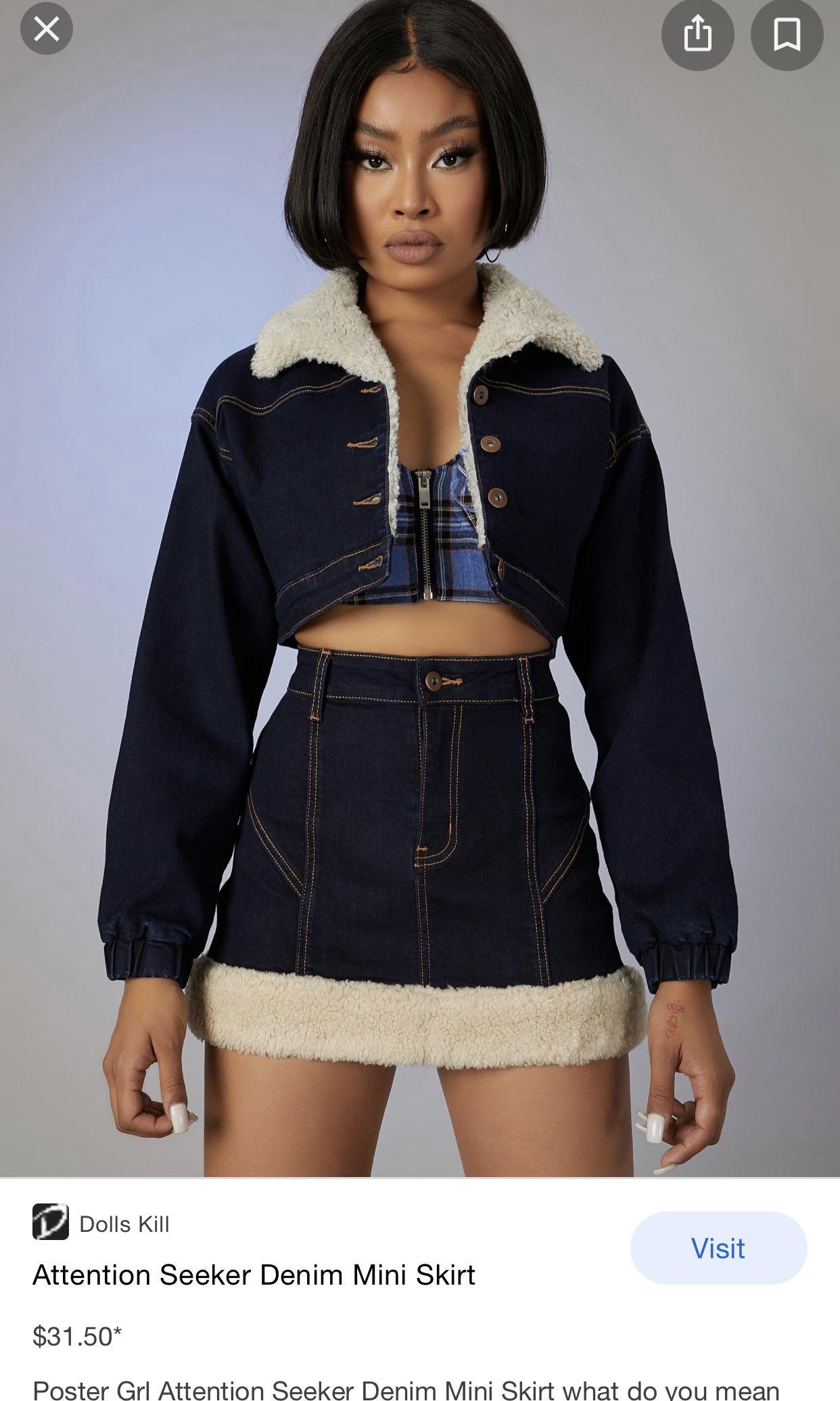 Dollskill Poster Grl Attention Seeker Skirt and Jacket SET, Women's