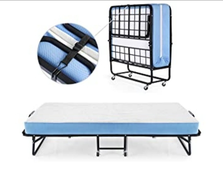 Heavy Duty INOFIA Folding Bed with 5 Inch Memory Foam Mattress and