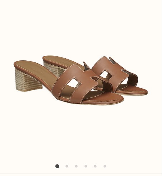 Hermes Oasis sandals block heels gold 38.5, Women's Fashion, Footwear