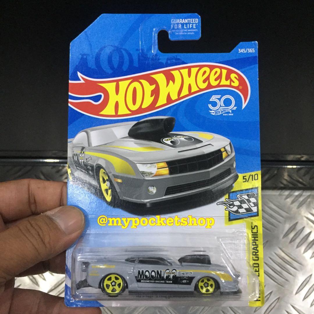 Hot Wheels '10 Pro Stock Camaro Moon Eyes Gray HW Speed Graphics #5/10 Diecast 