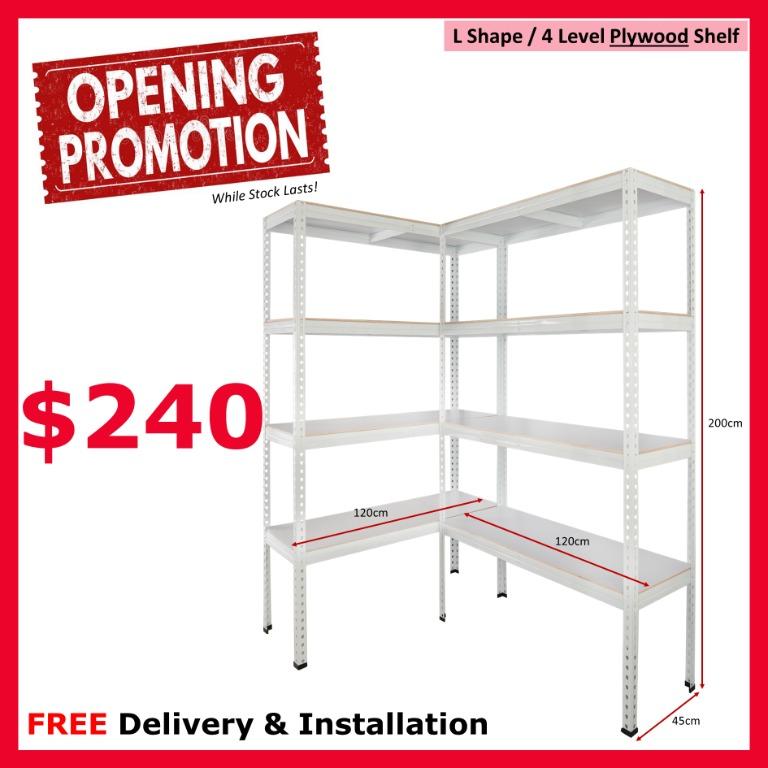 L Shape Metal Boltless Storage Rack for BTO HDB Bombshelter Storeroom ...