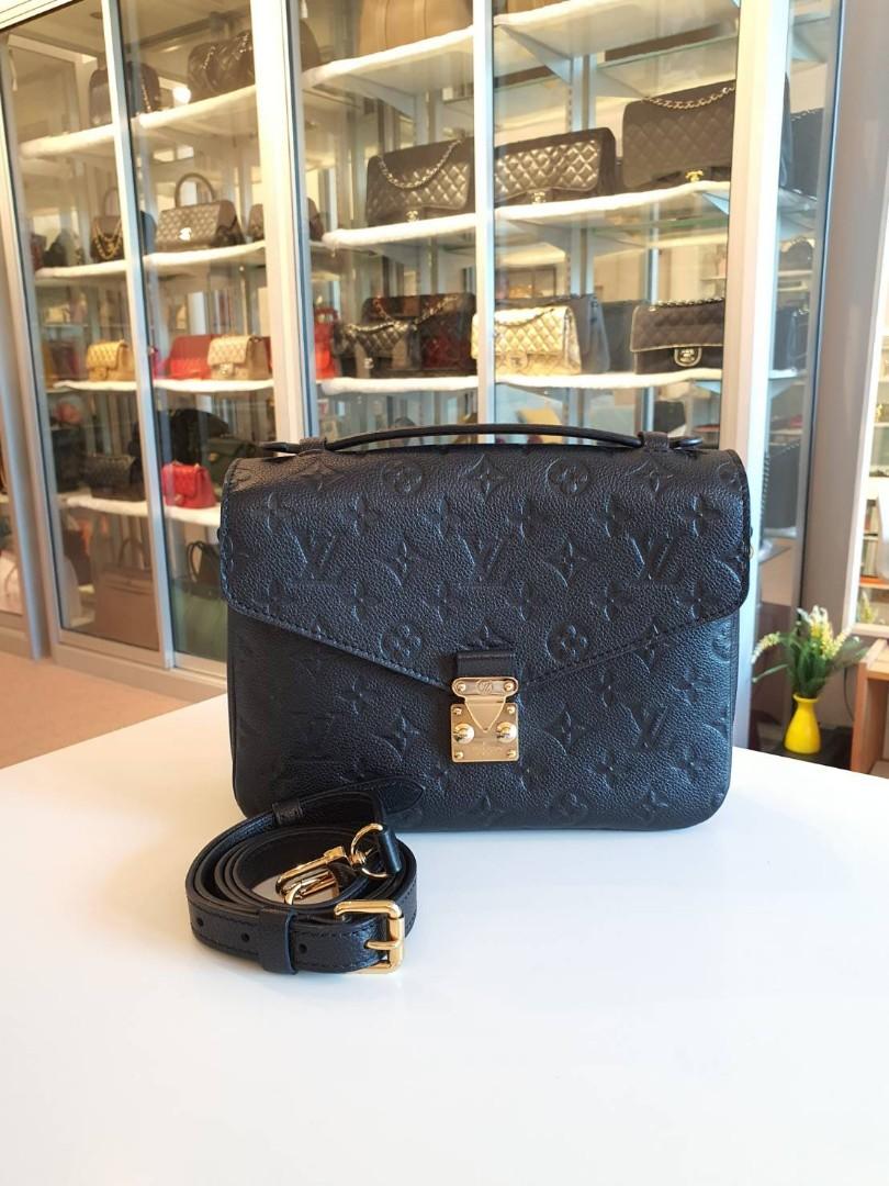 Louis Vuitton Pochette Metis Black Empreinte Leather, Gold
