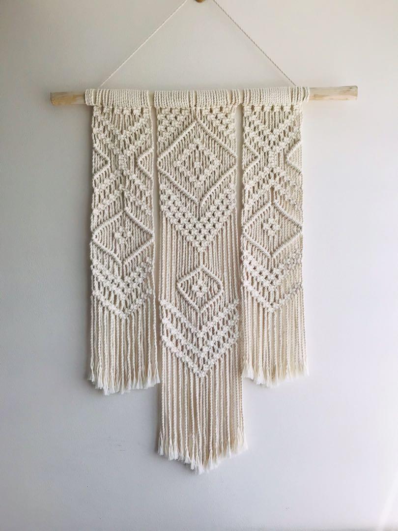 Macrame Wall Hanging (Category: Wall Decor) located in Quezon City. Submitted by loveworn (Listing ID 1091326026, Image 1). Description: 26in wooden dowel 34in from dowel to bottom fringe Only one onhand, just message me if you’d like to get it :).