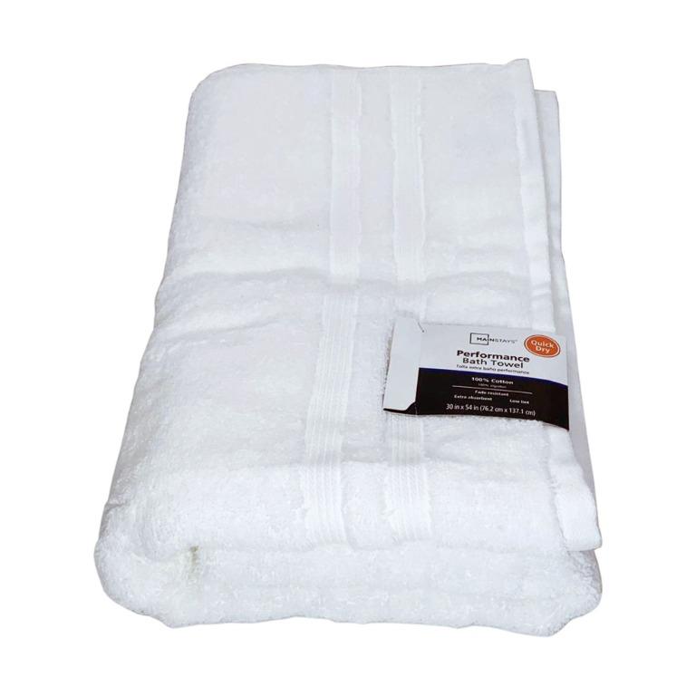Mainstays Performance Solid Bath Towel, 54 x 30, Arctic White 