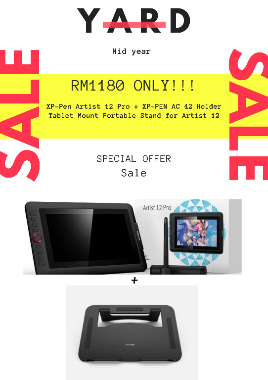 XPPEN Artist 12 Pro + XPPEN AC 42 Holder Tablet Mount Portable Stand