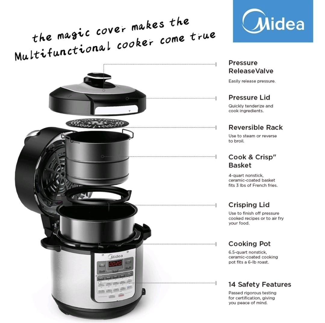 Midea 6L 3In1 Dual Lids Air Fryer, Pressure Cooker and Multi