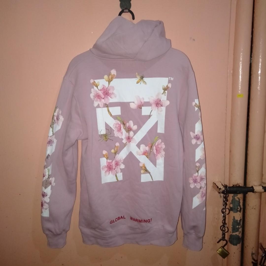 Off white pink cherry blossom hoodie shop