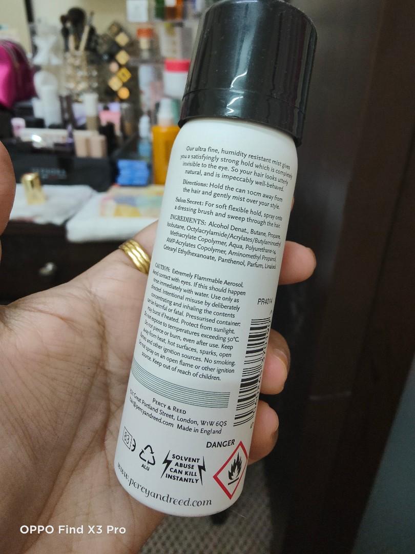 Percy and Reed Reassuring Firm session hold hair spray, Beauty & Personal  Care, Hair on Carousell