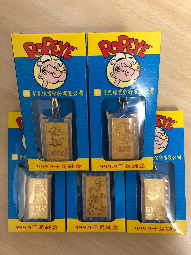 Popeye 999 9千足純金鎖匙扣 一套五個 名牌 飾物及配件 Carousell