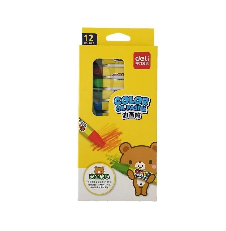 **SALE** Deli Oil Pastel Crayons 12 Pcs, Hobbies & Toys, Stationery