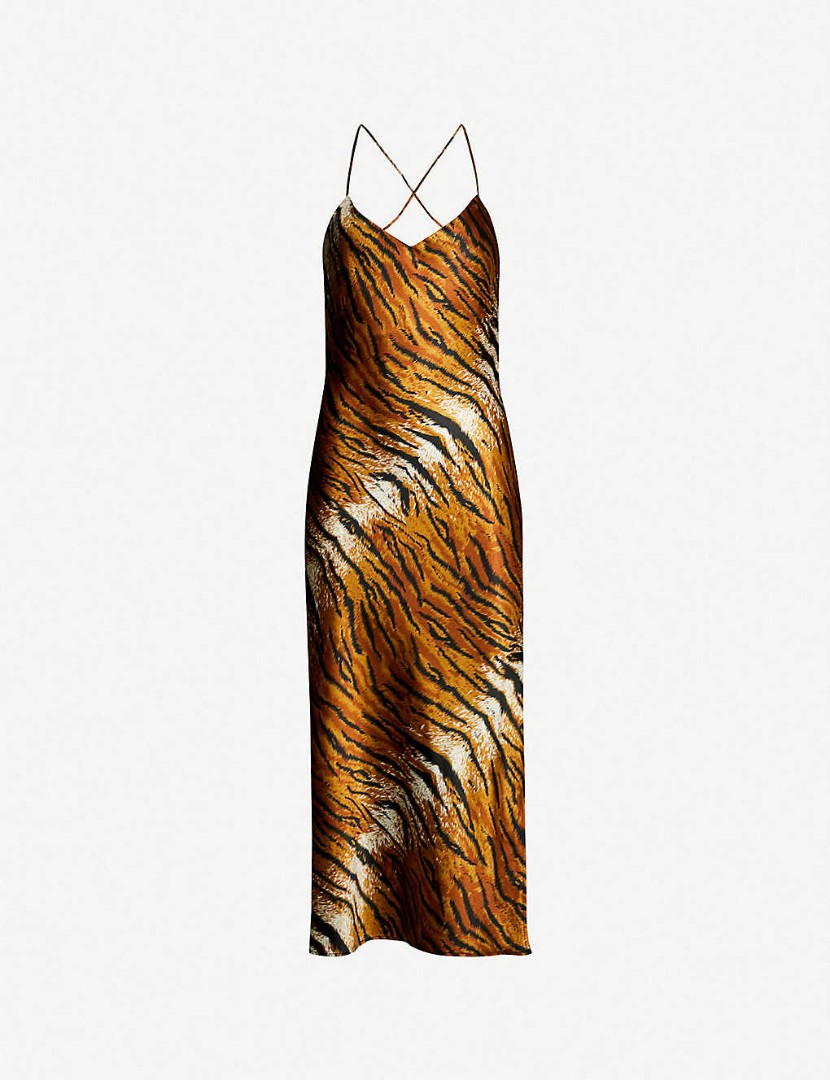 Tiger satin slip dress sale
