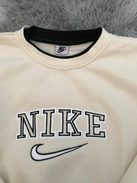 Nike Sportswear Vintage Nike Spellout Sweatshirt In Cream Beige