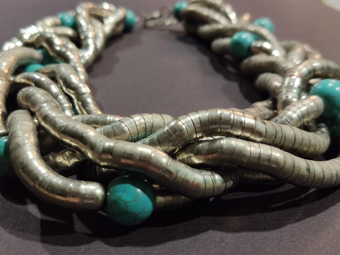 Women Turquoise Layered Necklace (Category: Necklaces) located in Kuala Lumpur. Submitted by artemisspace_online (Listing ID 1091434915, Image 2). Description: Condition: 8/10 Material: Metal Length: approx 54cm Uploaded: May2021 PS..
