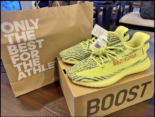 Yeezy Frozen Yellow, Men's Fashion 