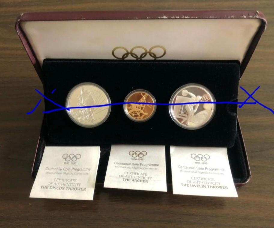 1896~1996百年奧運紀念金銀幣共2組1套~只剩單枚盒裝紀念幣 照片瀏覽 7