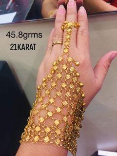 21K Hand Chain bracelet with Ring