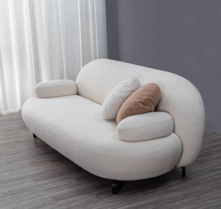 2 seater DARWIN Designer Sofa in Cotton Linen/Velvet Fabric/ Sheep Wool