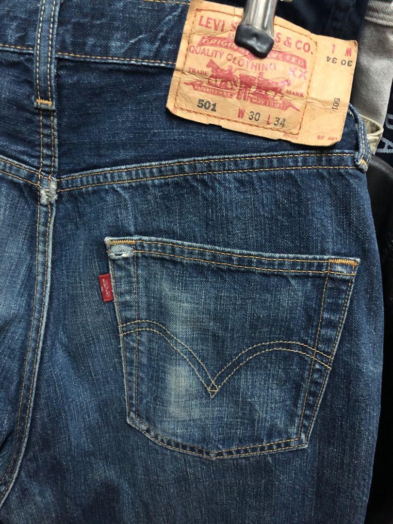 501 Vintage Levi's Washed Blue Denim Men's Pants Semi Distressed(30x34),  Men's Fashion, Bottoms, Jeans on Carousell
