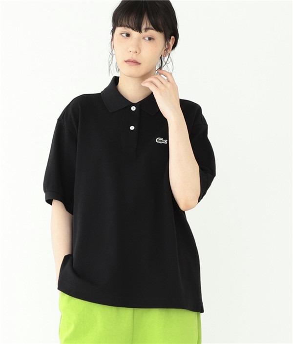 日本BEAMS BOY x LACOSTE 黑色棉質LOGO 短袖POLO SHIRT, 女裝, 上衣, T 