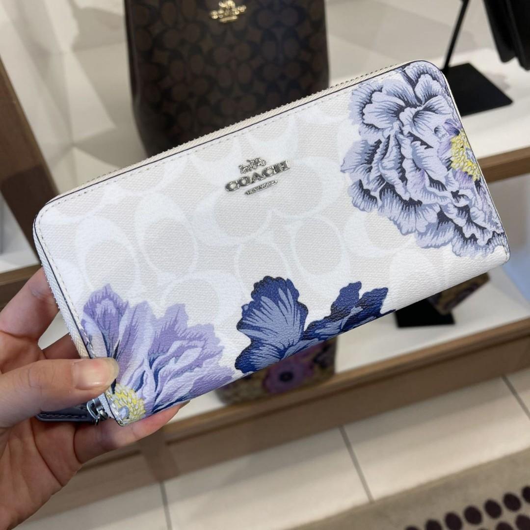 ACCORDION ZIP WALLET WITH HEART FLORAL PRINT (COACH C3287 