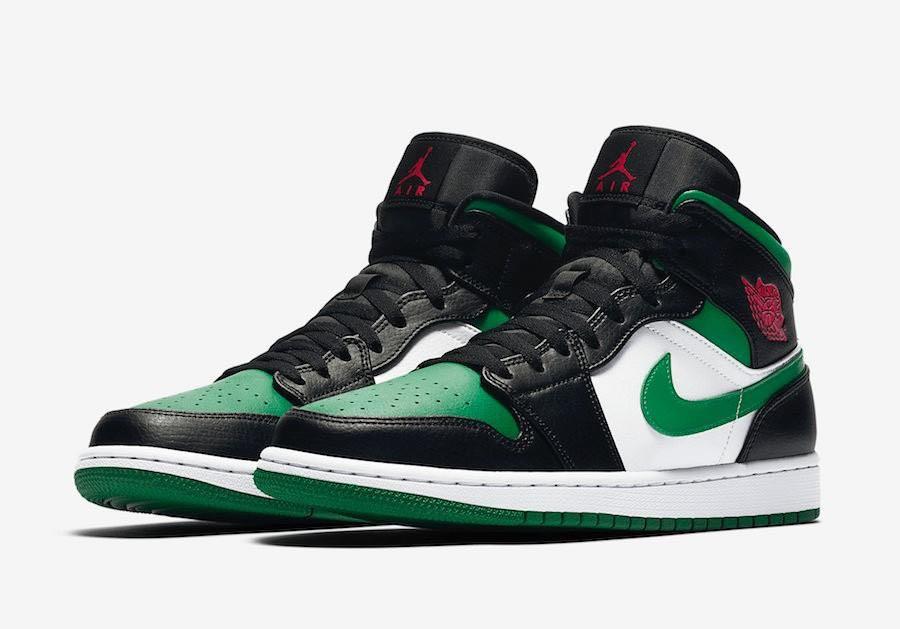 Air jordan 1 mid green toe gs on sale