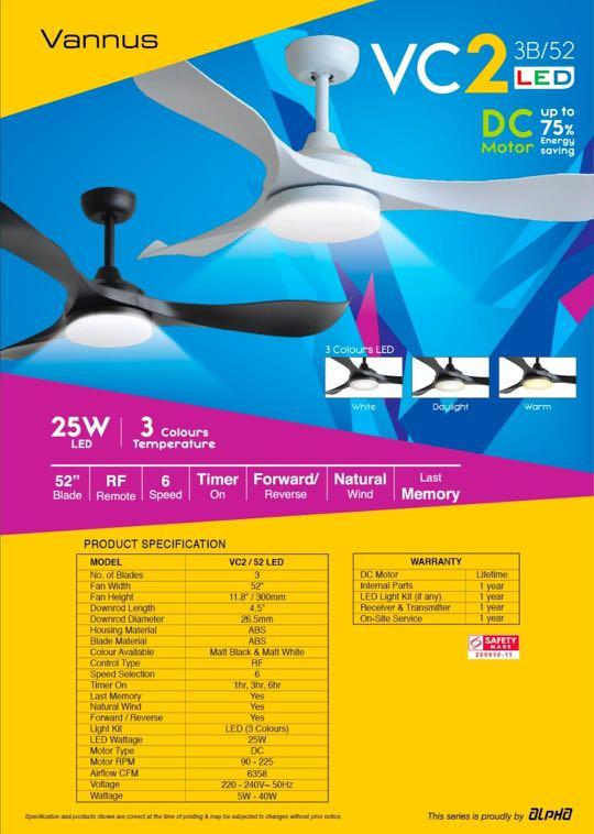 Alpha Dc Ceiling Fan Alpha DC Ceiling Fan, Furniture & Home Living, Lighting & Fans, Fans on ...