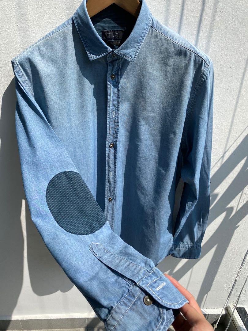 denim shirt with elbow patches