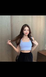 BNWT Peri Winkle Light Blue Square Neck Crop Top Camisole