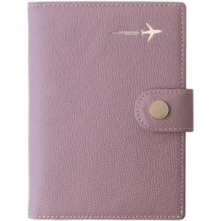 BORGASETS Genuine Leather Passport Holder Cover Case Rfid Blocking Travel Wallet ID Card Case Cross (Light Purple)