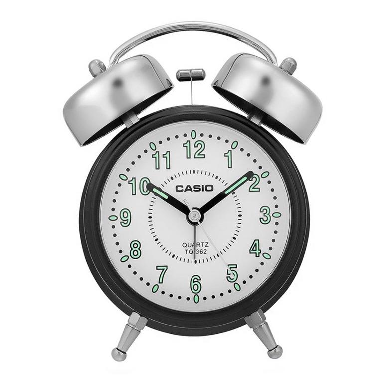Casio TQ362-1A Black White Desk Top Bell Snooze Alarm Quartz Traditional Clock 