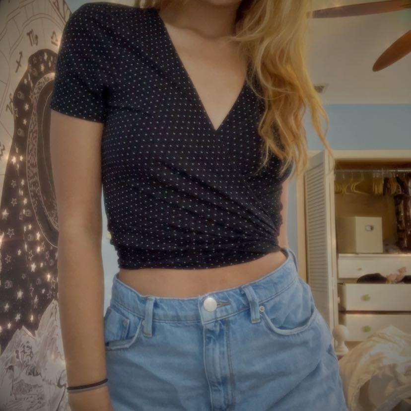 Brandy melville polka dot wrap top hot sale