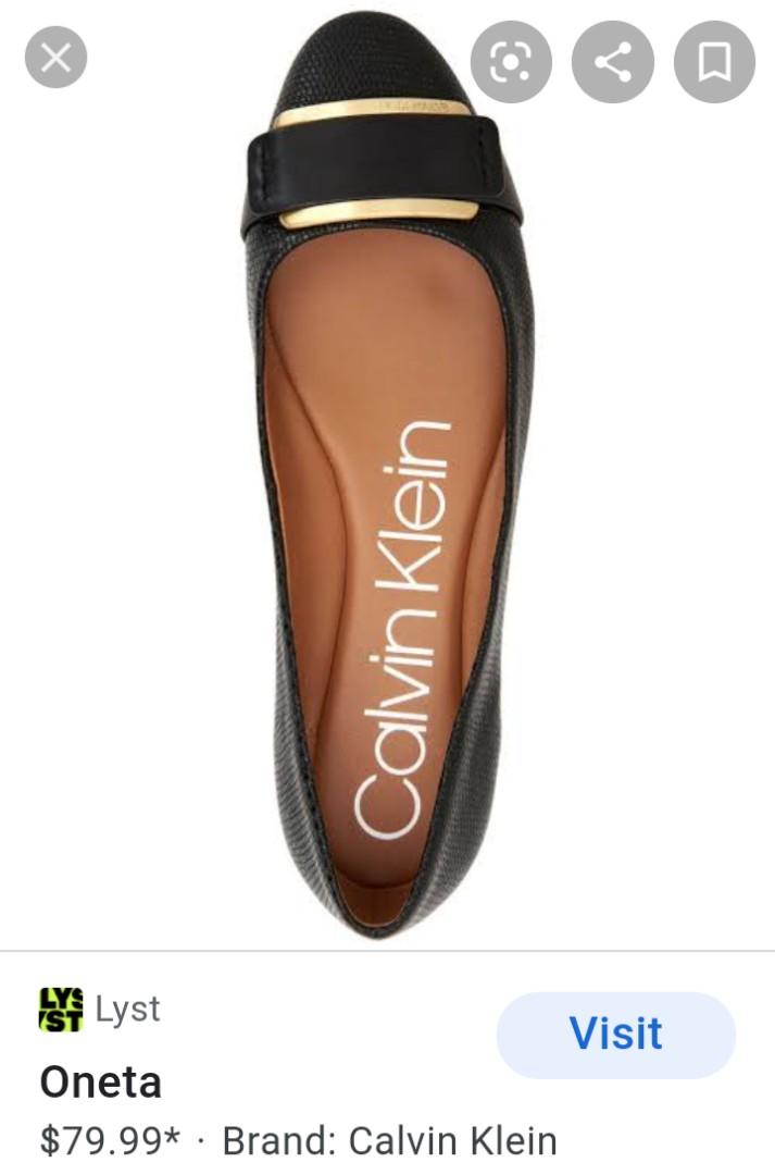 Calvin Klein Oneta Black Flats, Women's Fashion, Footwear, Flats & Sandals  on Carousell