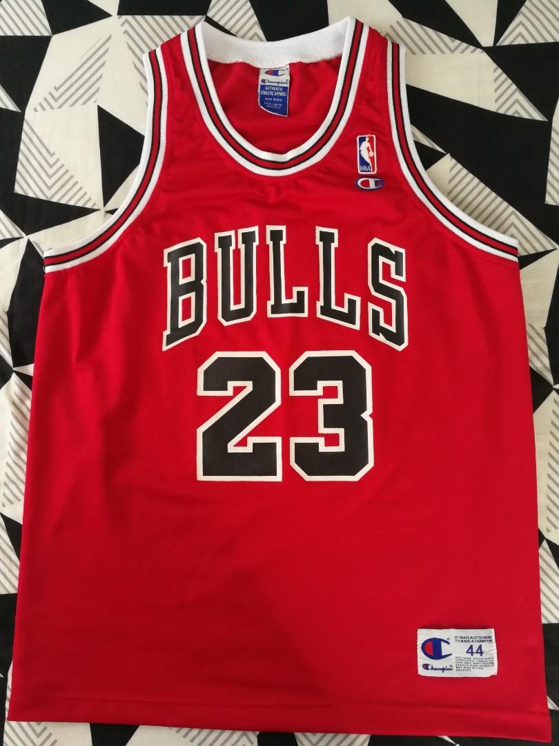 Vintage Champion MICHAEL JORDAN NBA Red Jersey ~ Chicago Bulls #23 ~ Sz 44