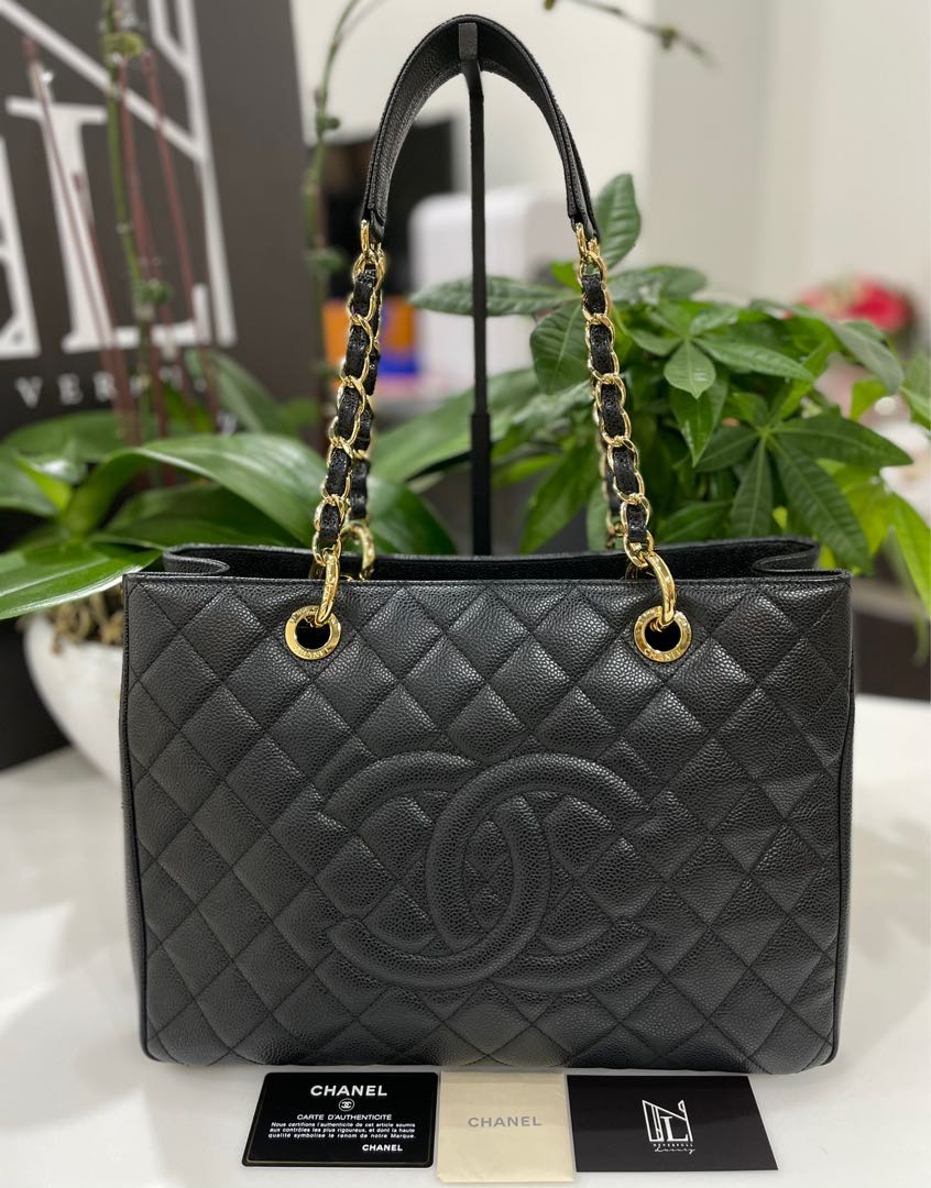 Chanel GST Black Caviar Ghw Series 19, Luxury, Bags & Wallets on