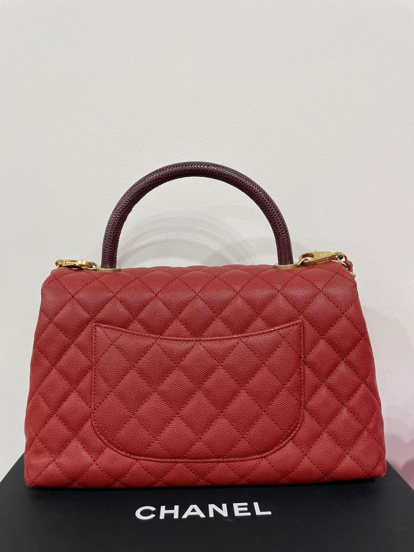 2016 Chanel Burgundy Quilted Caviar Leather Small Coco Handle at 1stDibs