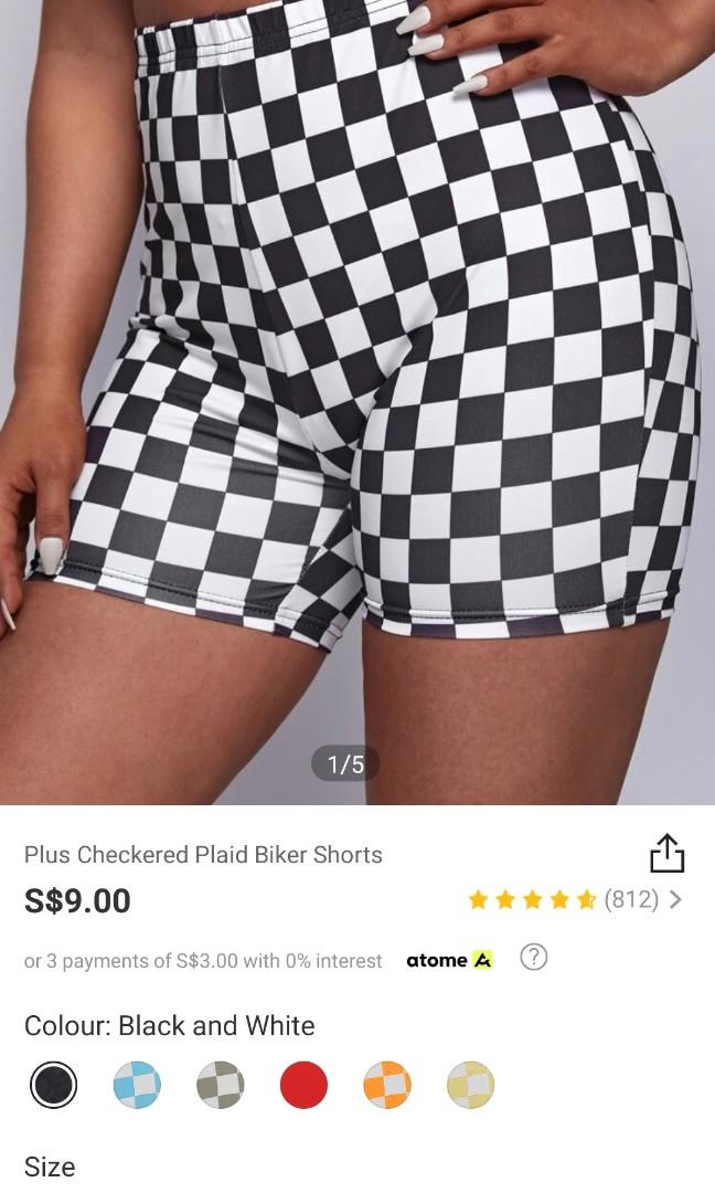 Plus size checkered biker shorts discount