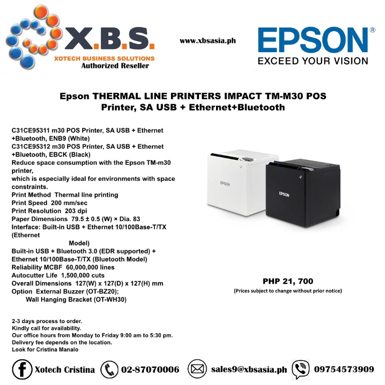 Epson THERMAL LINE PRINTERS IMPACT TMM30 POS Printer, SA USB