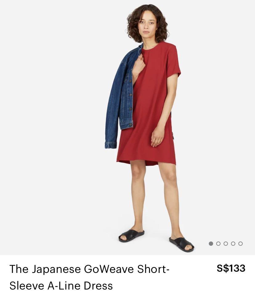 Everlane Japanese GoWeave Short-Sleeve A-Line Dress in red, Women's  Fashion, Dresses \u0026 Sets, Dresses on Carousell