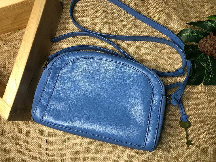 blue fossil purse