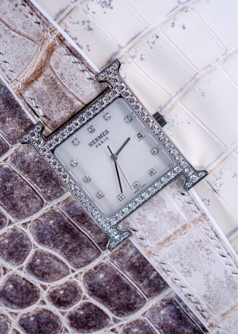 Handmade Handstitched Watch Strap In Natural Himalaya Crocodile