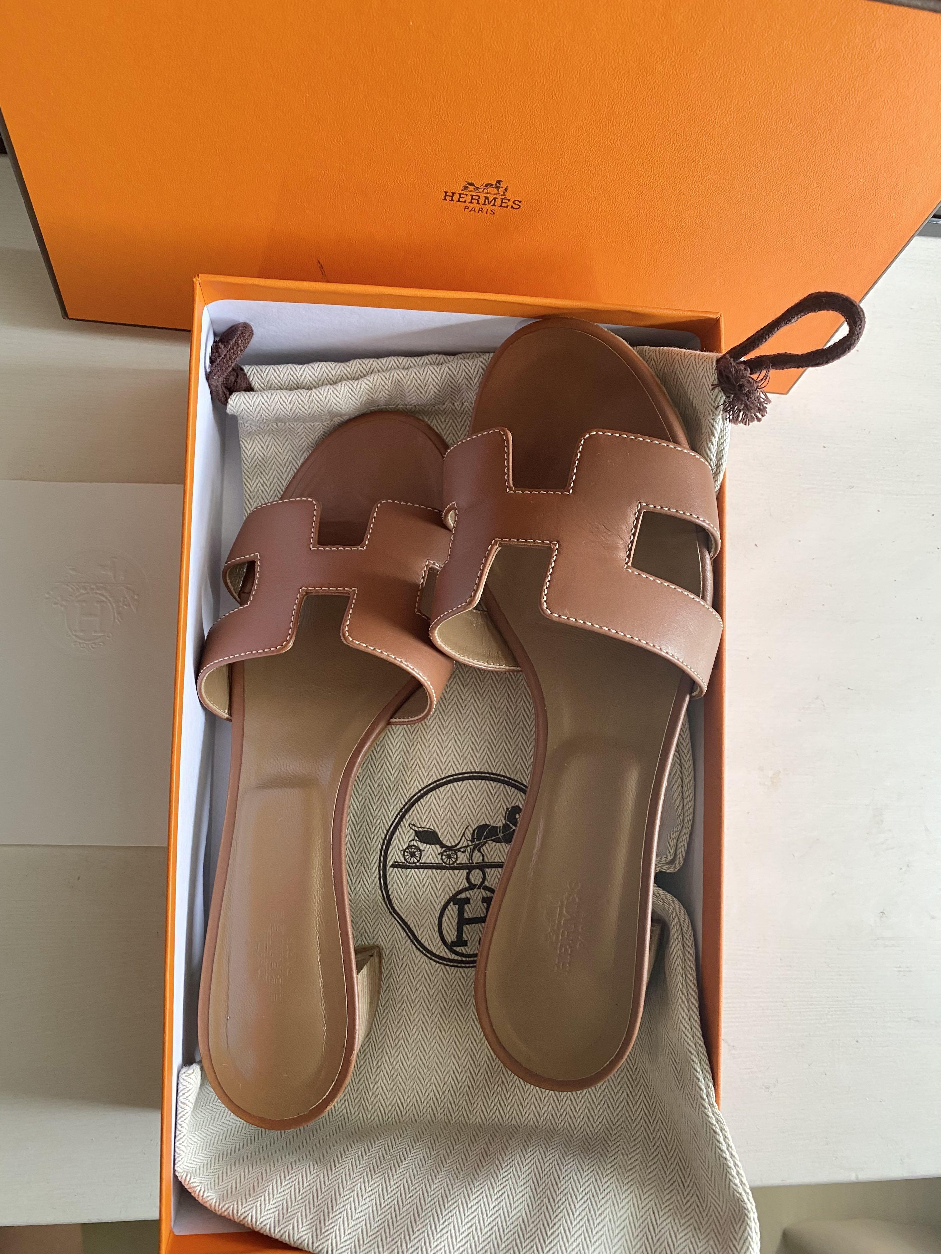 Hermes Oasis sandals Gold Luxury Sneakers Footwear on Carousell