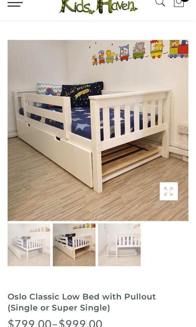 Kids haven Super single toddler bed with trundle, Babies & Kids, Baby