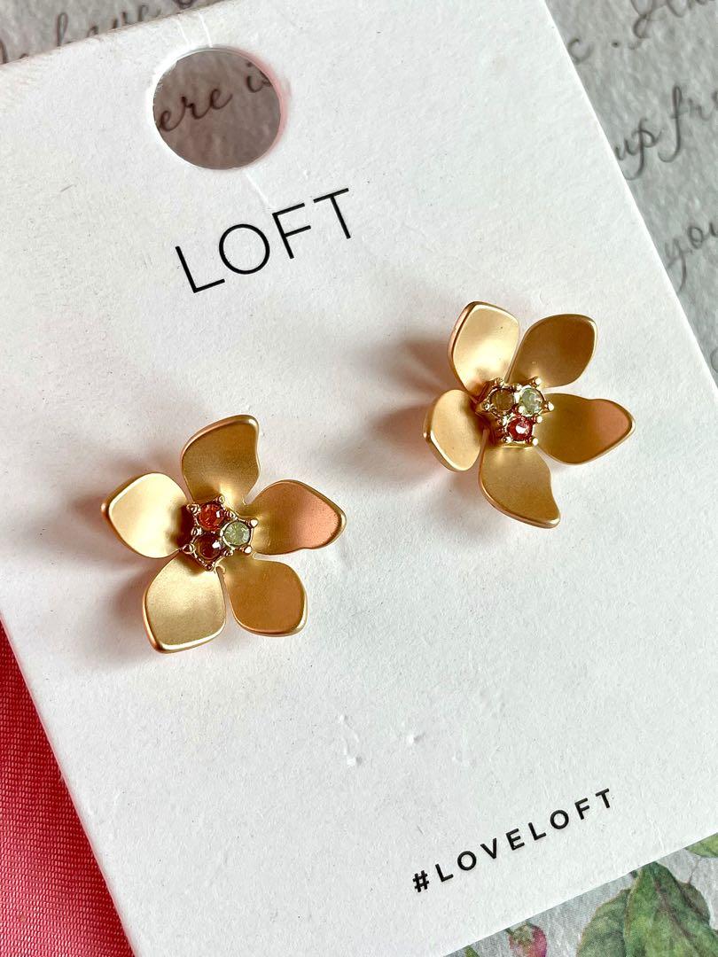 Loft Gold Tone Flower Stud Earrings