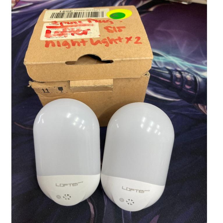 LOFTER Plug in Night Light 2 packs 3 Pin Plug Smart Dusk to Dawn Sensor LED Night Light RGB Color Changeable Night Lamp for kids Warm White Eye